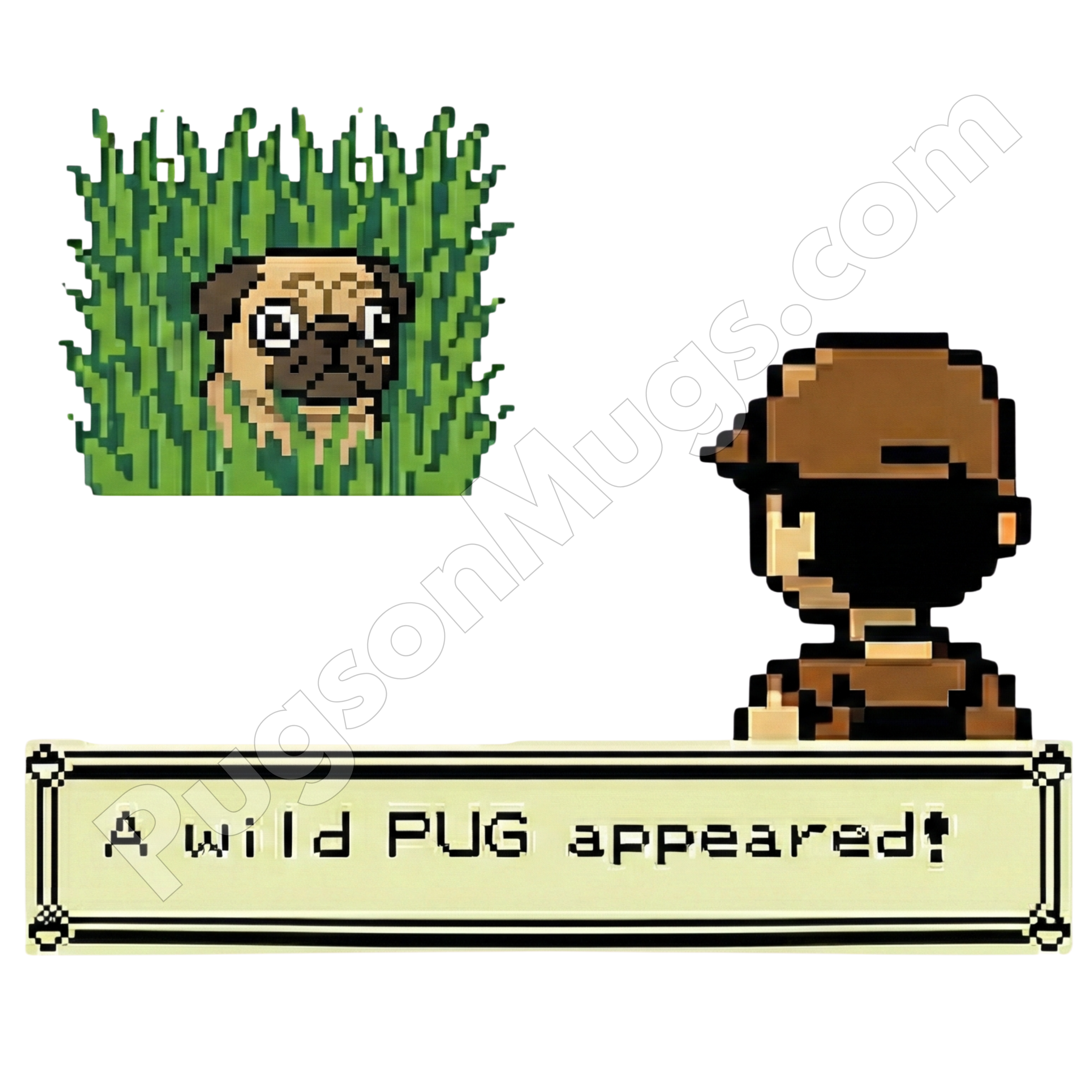 "A Wild PUG Appeared!" – Retro 8-Bit Gamer Mug