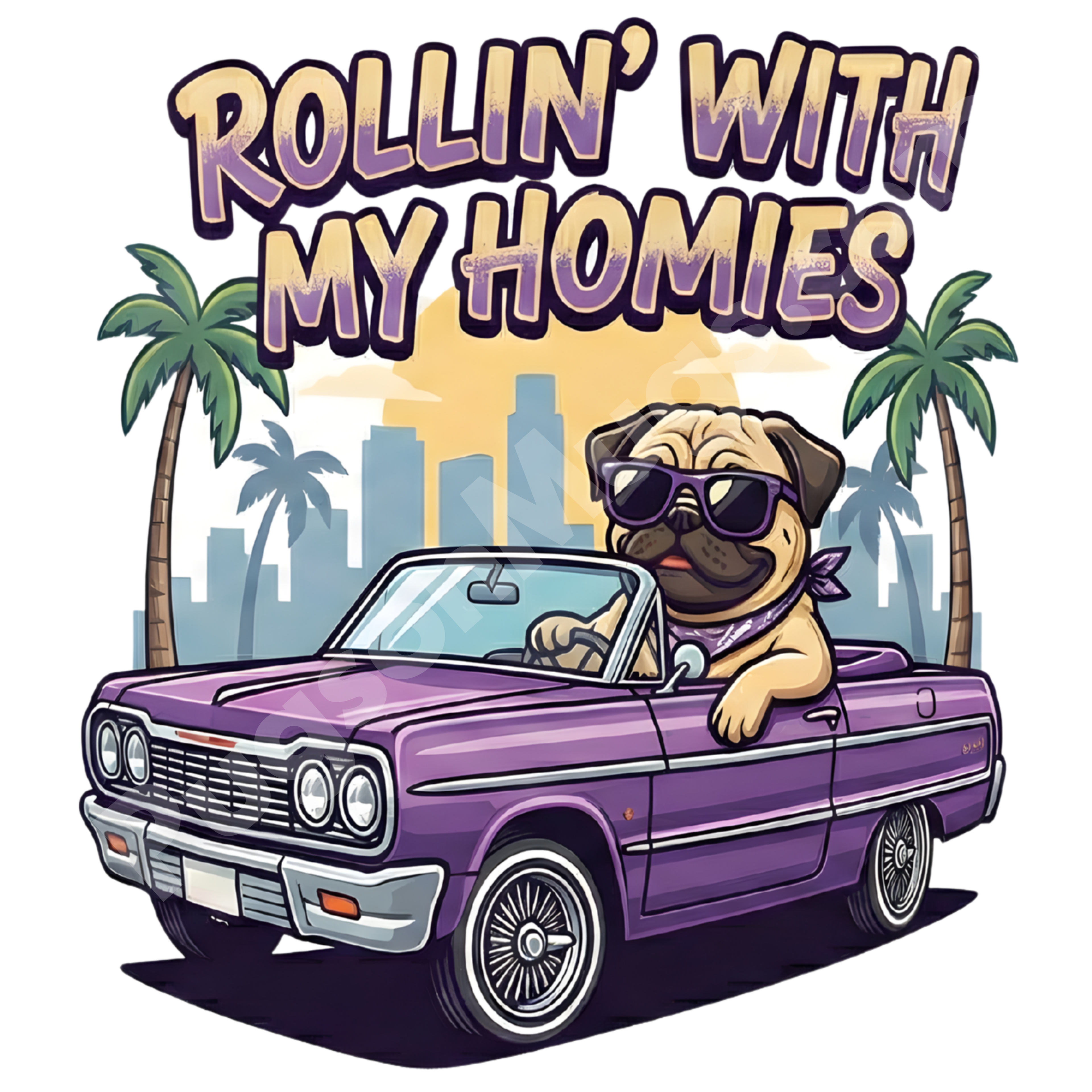 "Rollin' With My Homies" – West Coast Lowrider Pug Mug