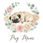 "Floral Pug Mom" – Elegant Watercolor Mug
