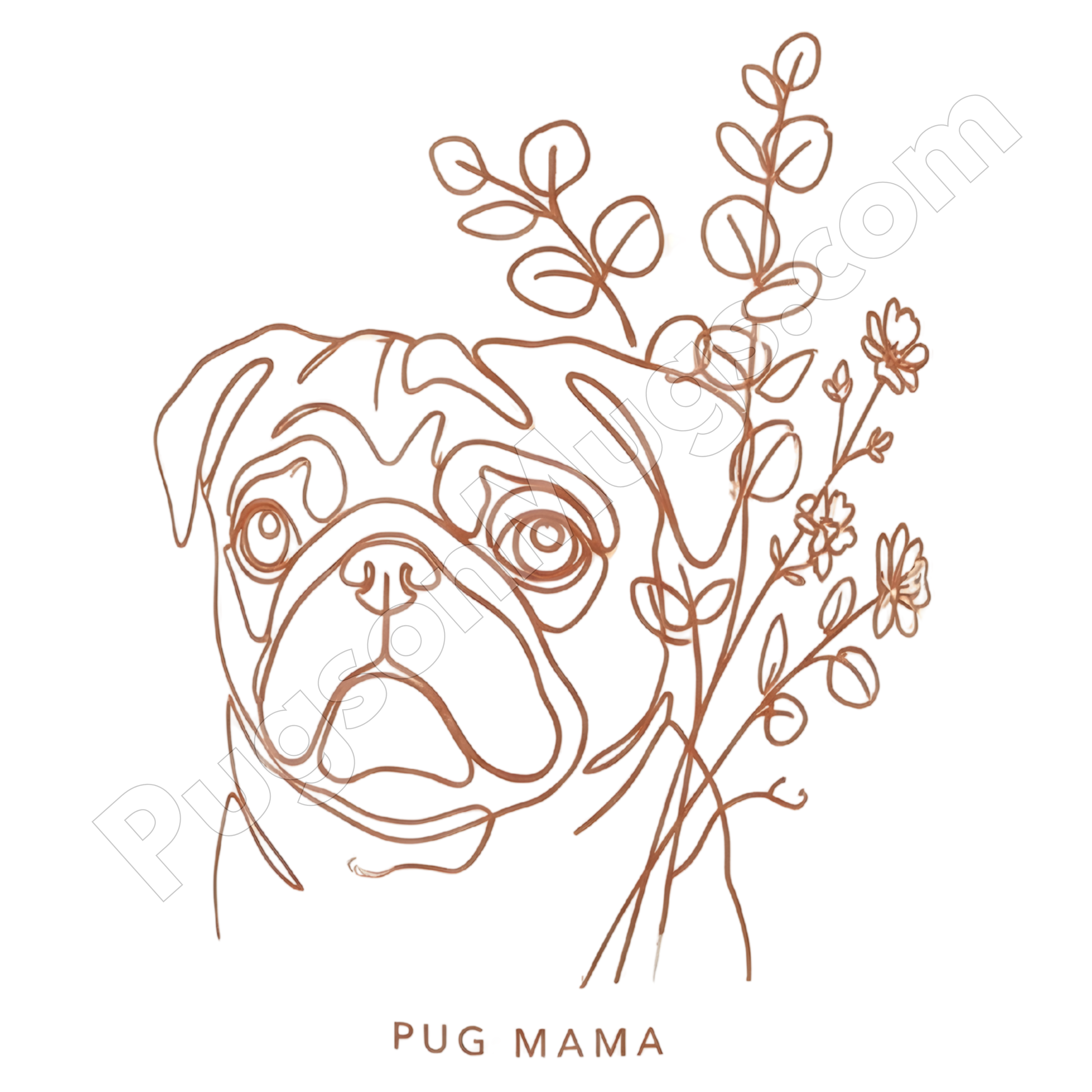 "Boho Pug Mama" – Minimalist Line Art Mug