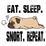 "Eat. Sleep. Snort. Repeat." – The Lazy Pug Routine Mug