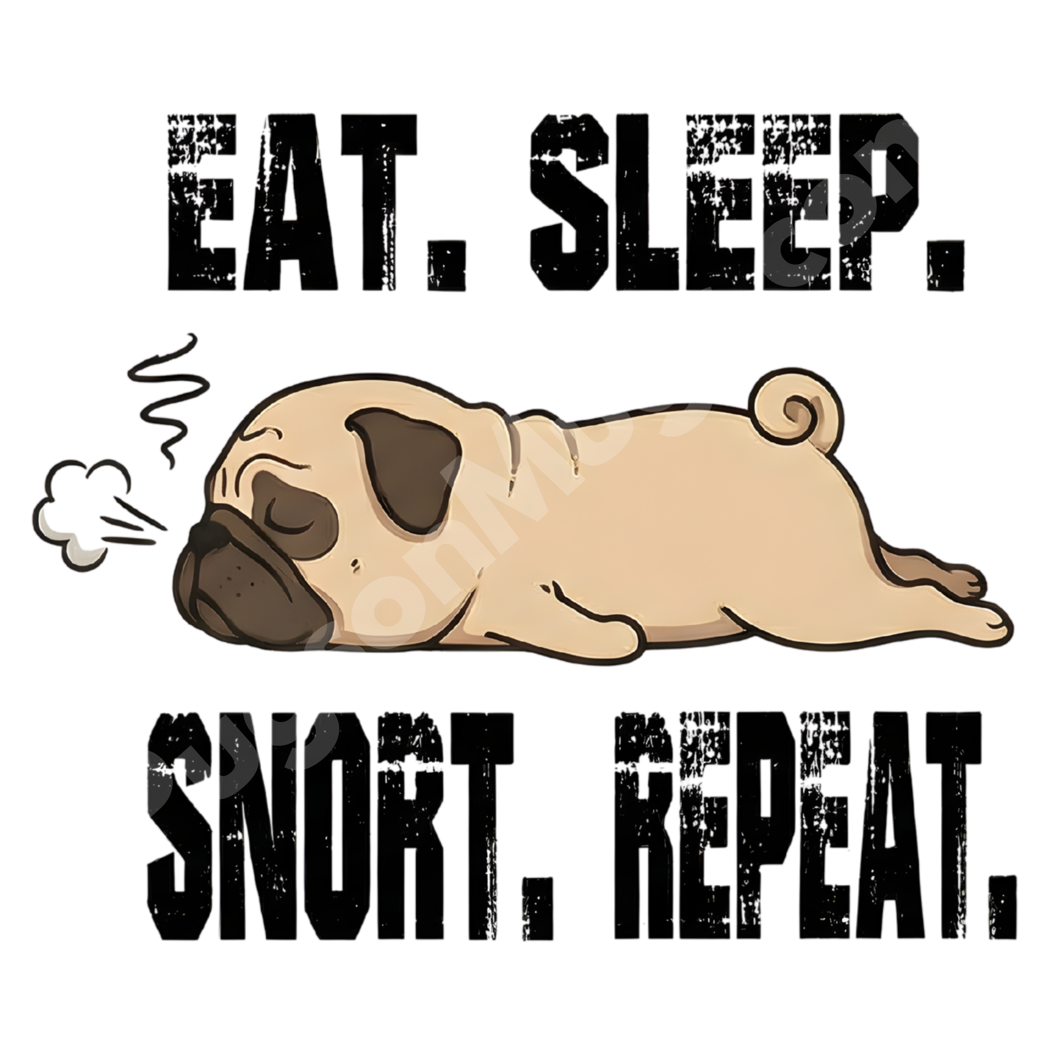 "Eat. Sleep. Snort. Repeat." – The Lazy Pug Routine Mug