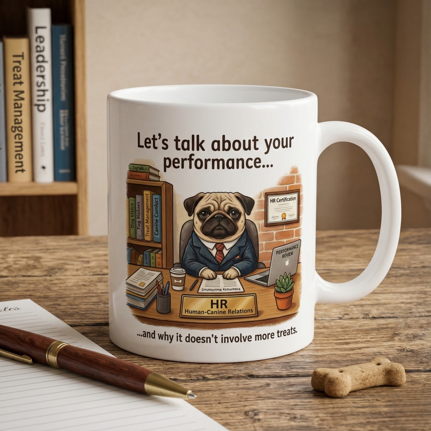 "Human-Canine Relations" – Funny HR & Office Pug Mug