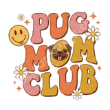 "Pug Mom Club" – Retro 70s Aesthetic Mug