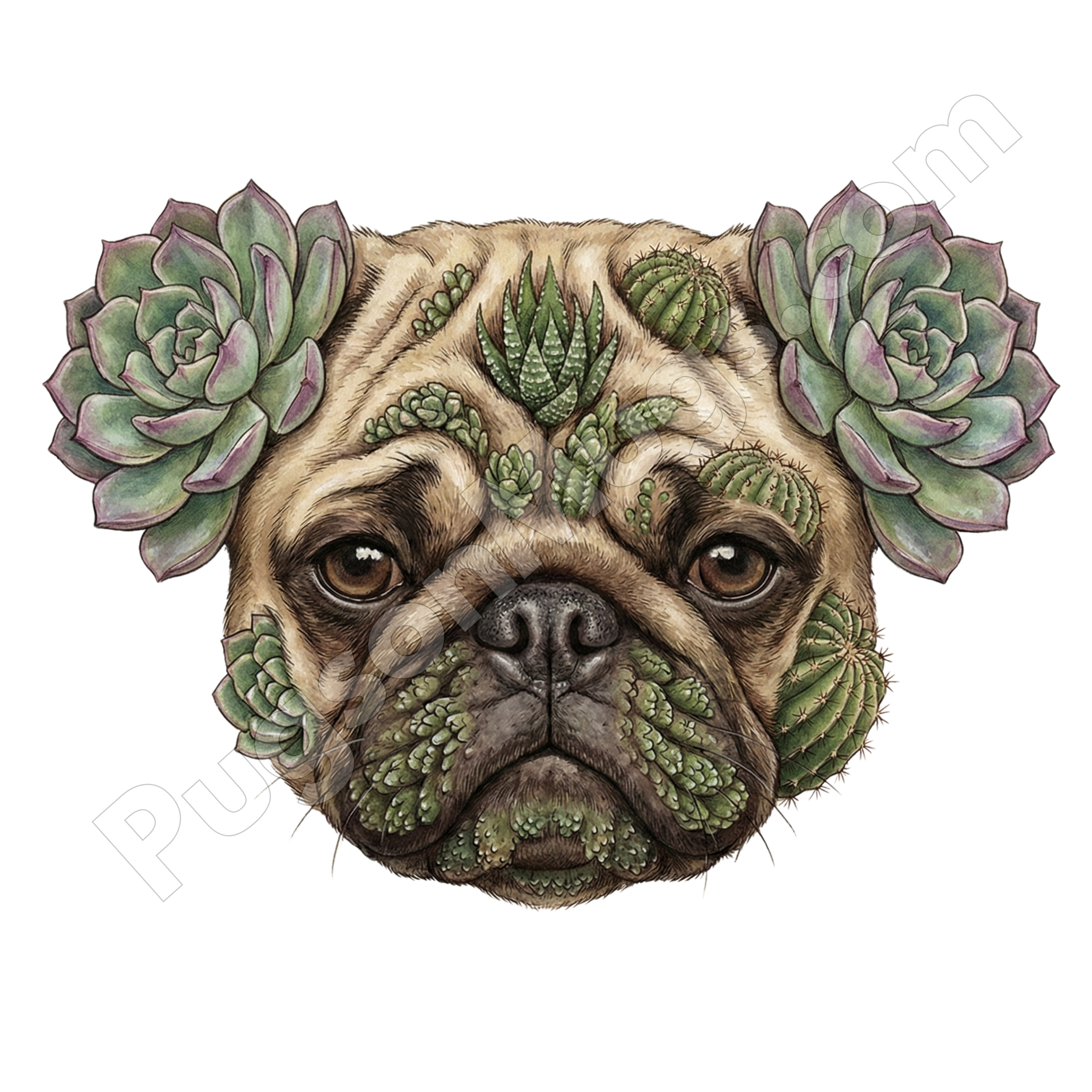 "The Succulent Pug" – Botanical & Gardening Art Mug