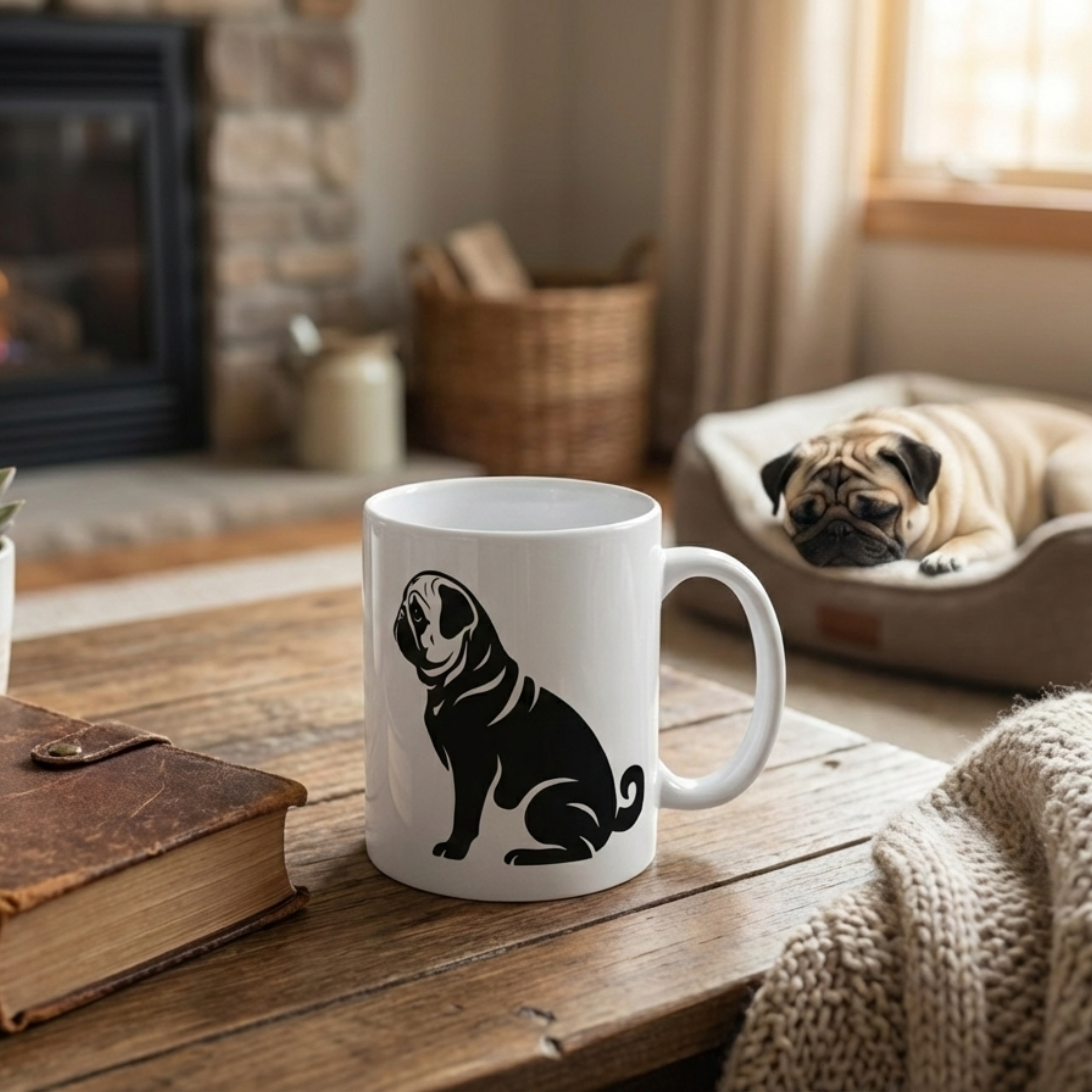 "The Bold Silhouette" – Modern Graphic Pug Mug