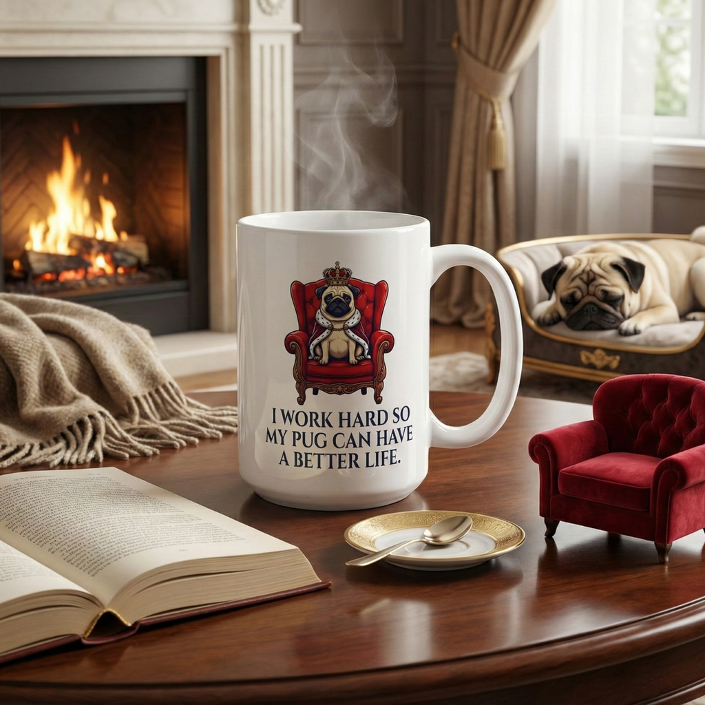"I Work Hard So My Pug Can Have A Better Life" – Royal Pug Mug
