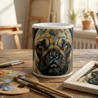 "Pug-casso" – Abstract Cubist Art Parody Mug