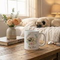 "Floral Pug Mom" – Elegant Watercolor Mug