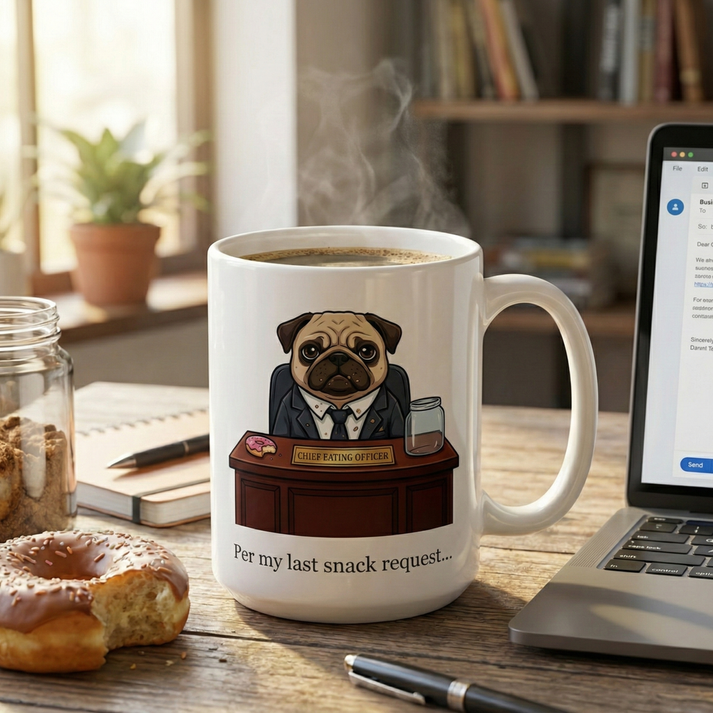 "Chief Eating Officer" – Funny Corporate Pug Mug