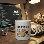 "404 Error: Motivation Not Found" – Funny Tech & Lazy Pug Mug