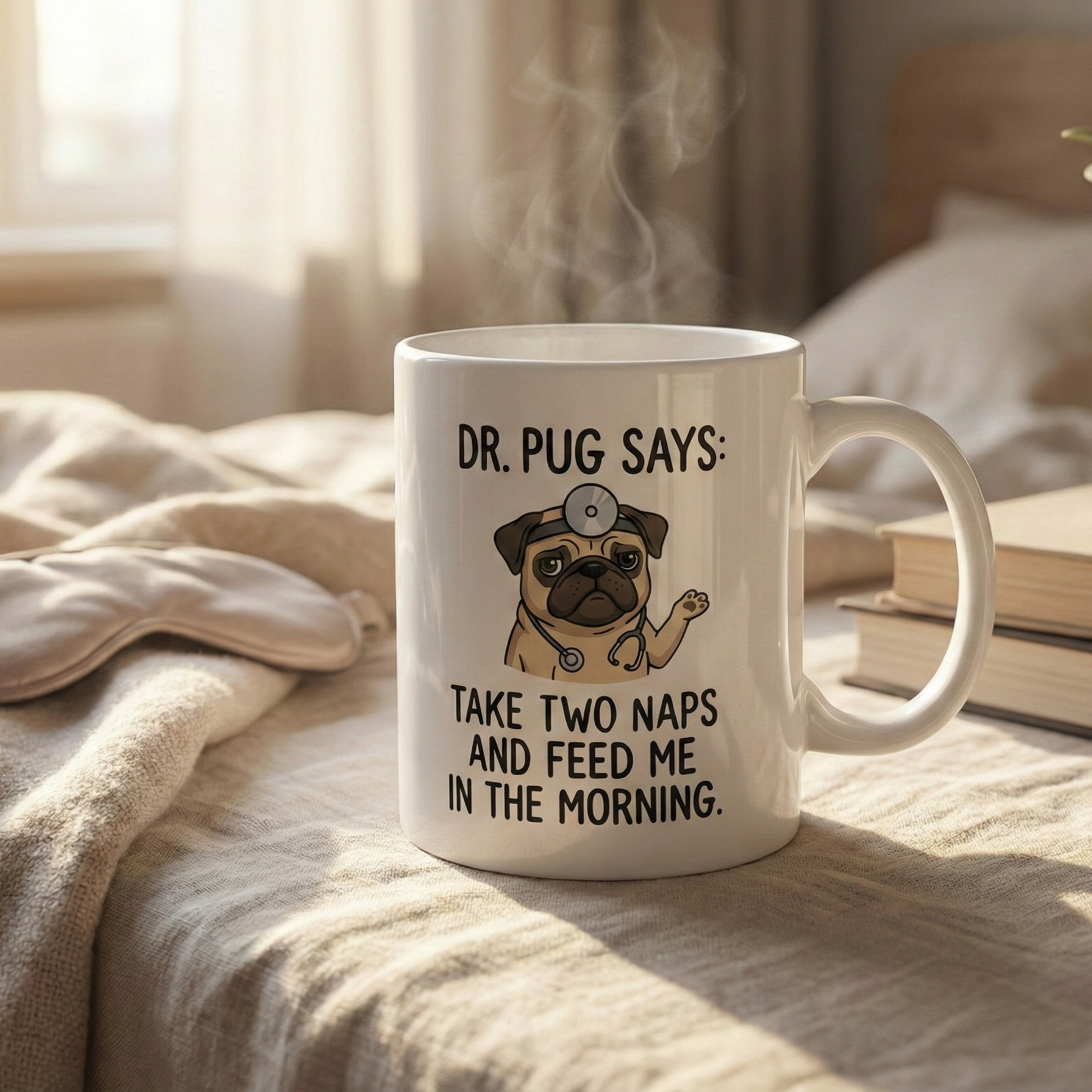"Dr. Pug's Prescription" – Funny Doctor & Get Well Soon Mug