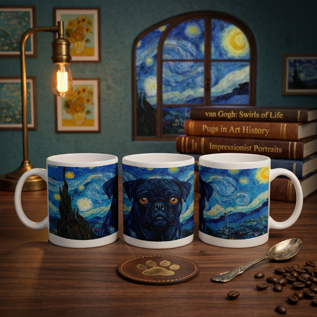 "Vincent van Pug" – Impressionist Art Parody Mug