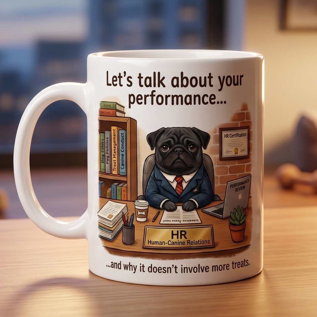 "Human-Canine Relations" – Funny HR & Office Pug Mug