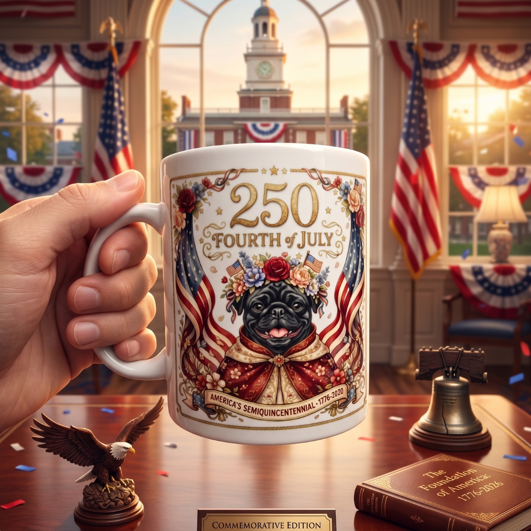 Limited Edition: 250th Anniversary Patriotic Pug Commemorative Mug