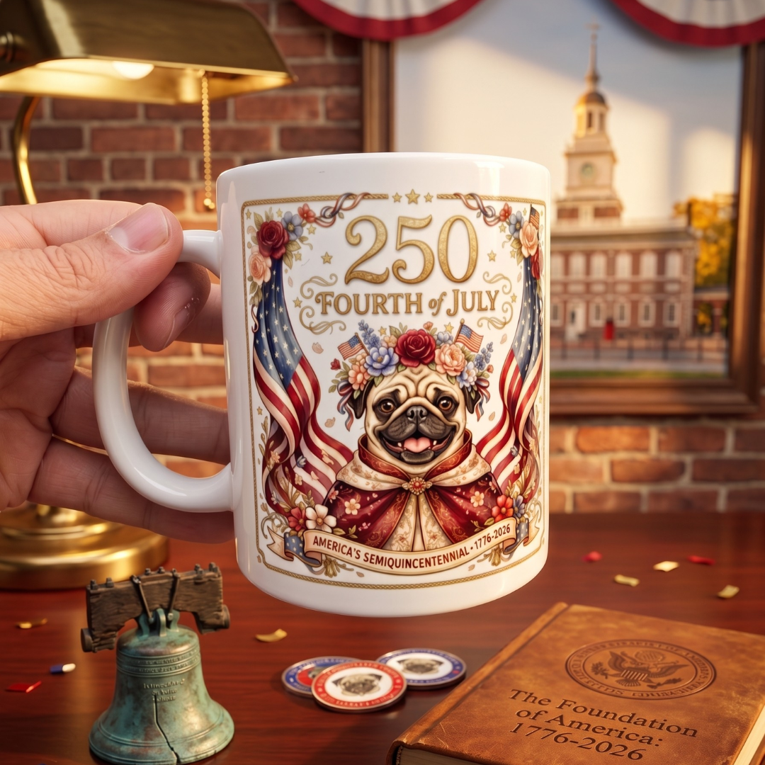 Limited Edition: 250th Anniversary Patriotic Pug Commemorative Mug