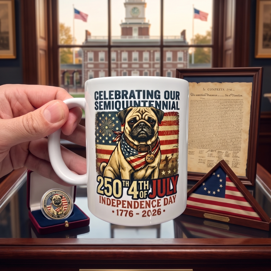 Limited Edition: America’s 250th Anniversary Patriotic Pug Mug