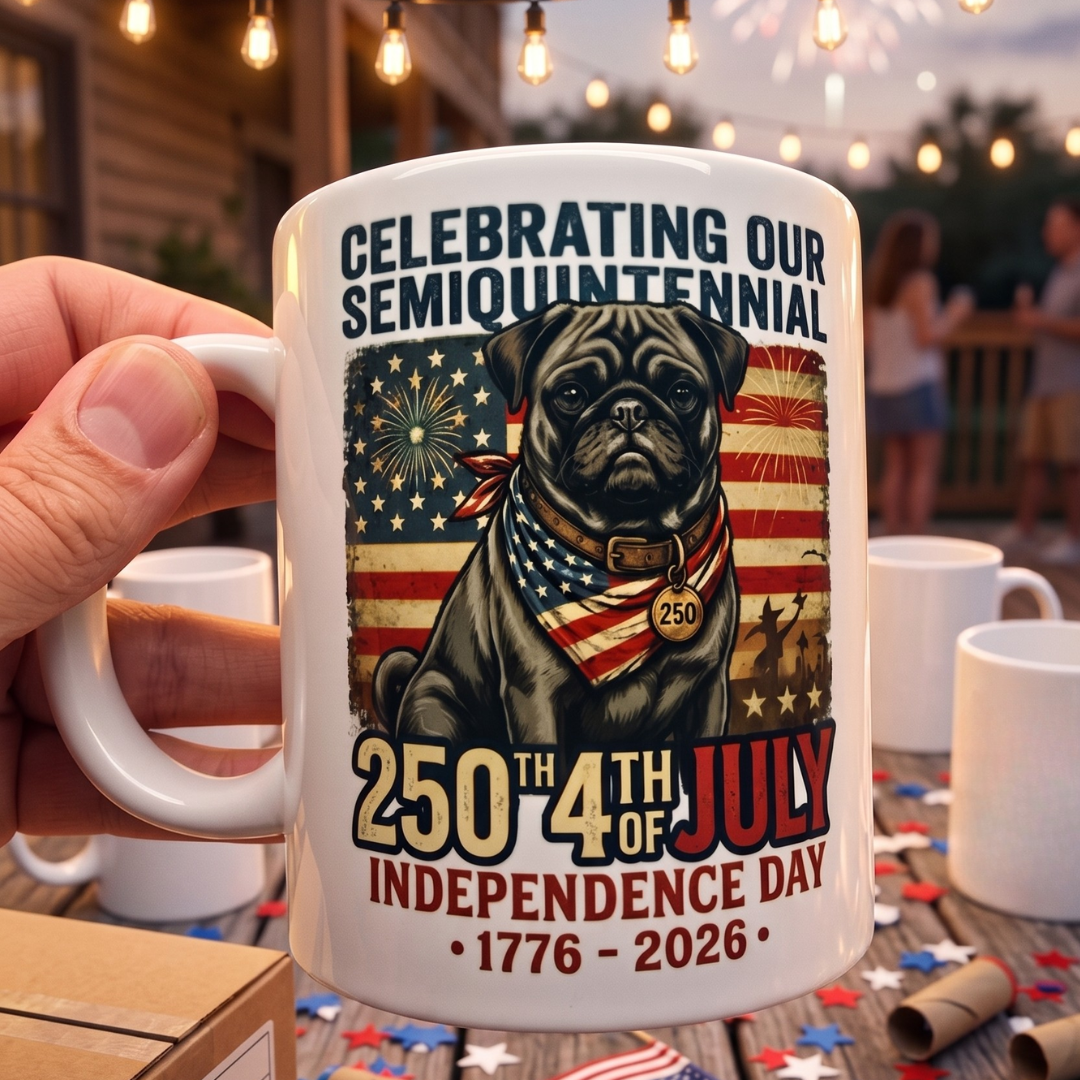 Limited Edition: America’s 250th Anniversary Patriotic Pug Mug