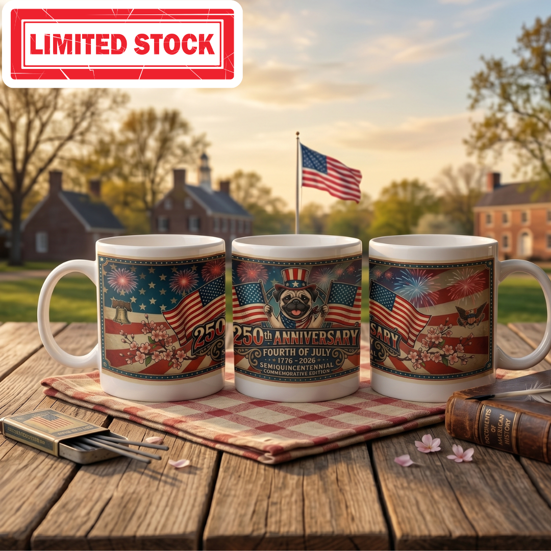 Limited Edition: "The Grand Celebration" 250th Anniversary Patriotic Pug Mug