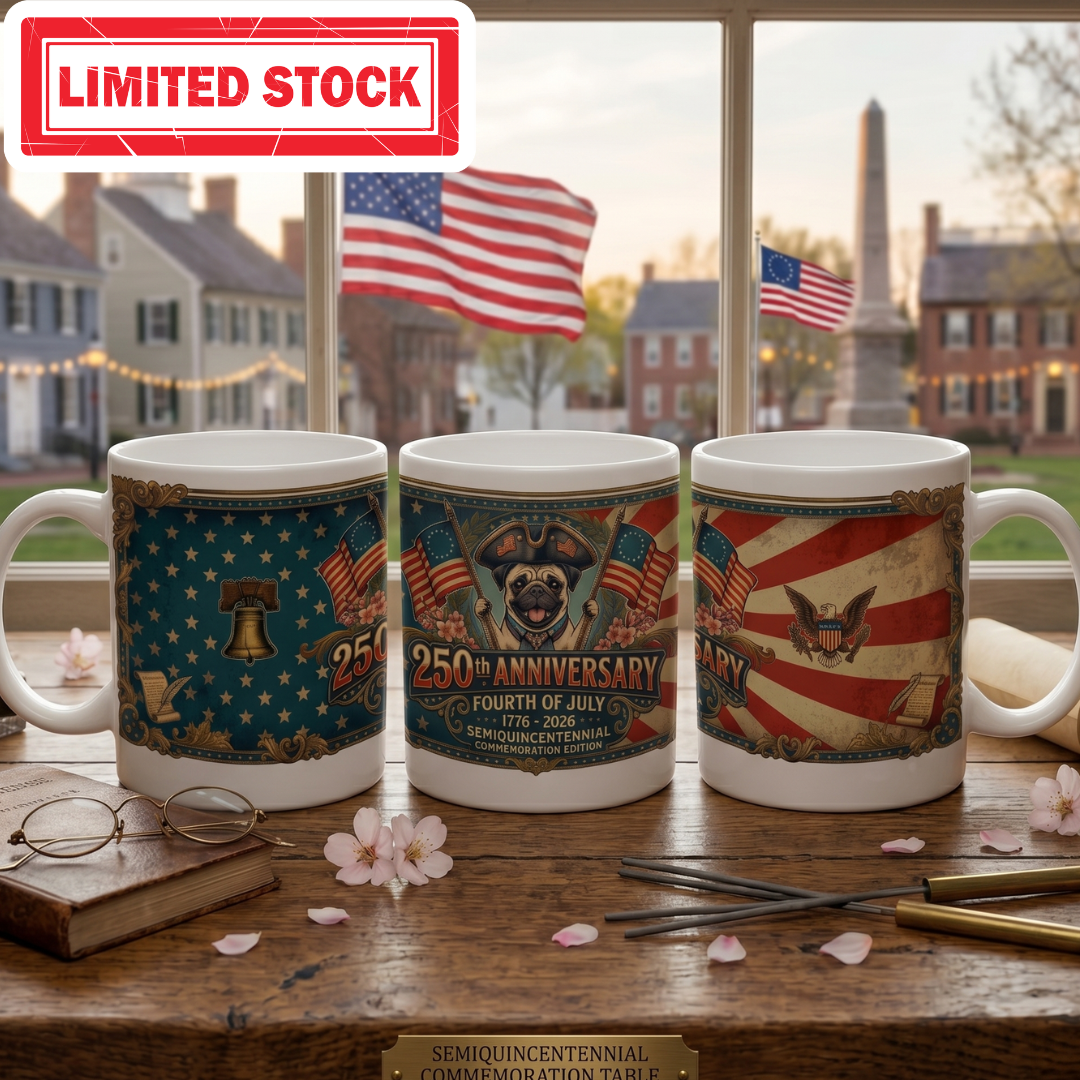 Limited Edition: 1776–2026 Semiquincentennial Revolutionary Series, Patriotic Pug Mug