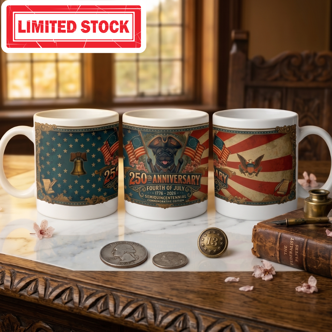 Limited Edition: 1776–2026 Semiquincentennial Revolutionary Series, Patriotic Pug Mug