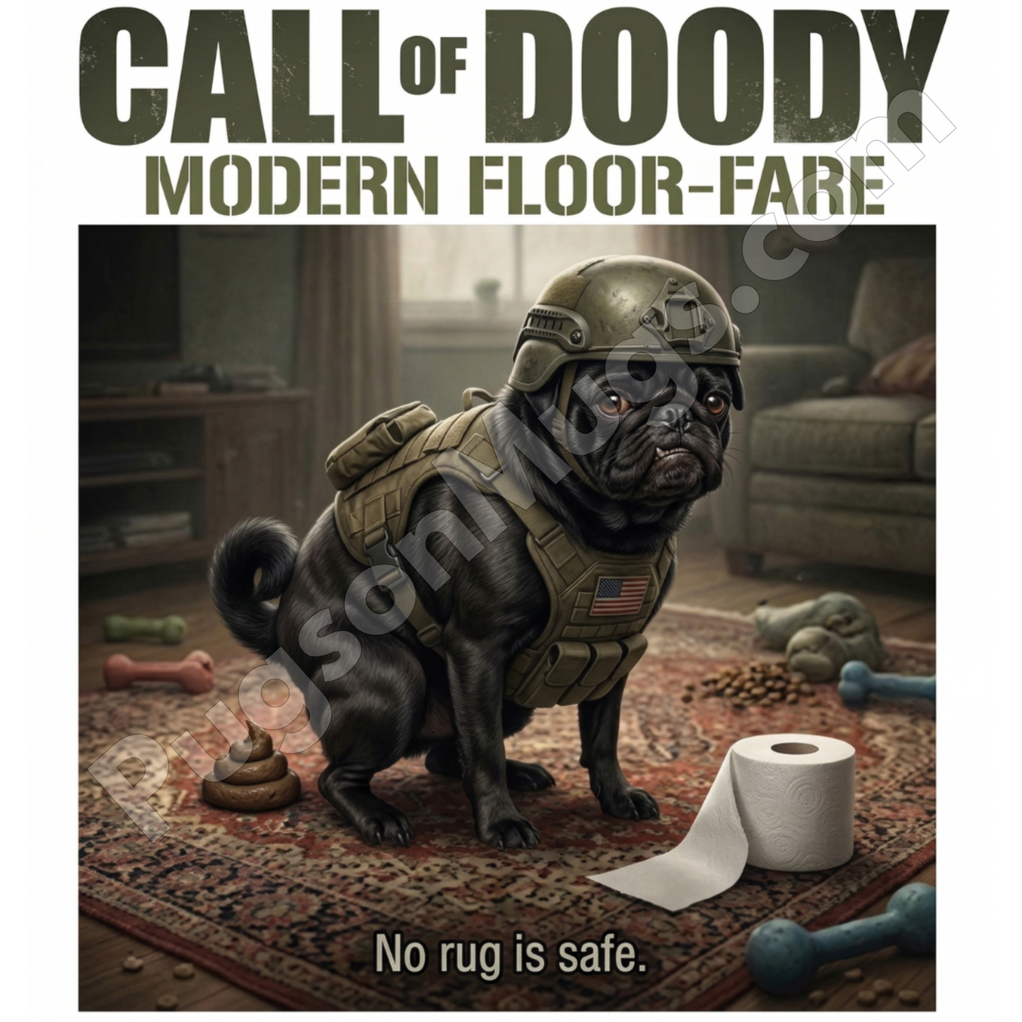 Call of Doody: Modern Floor-Fare Pug Mug