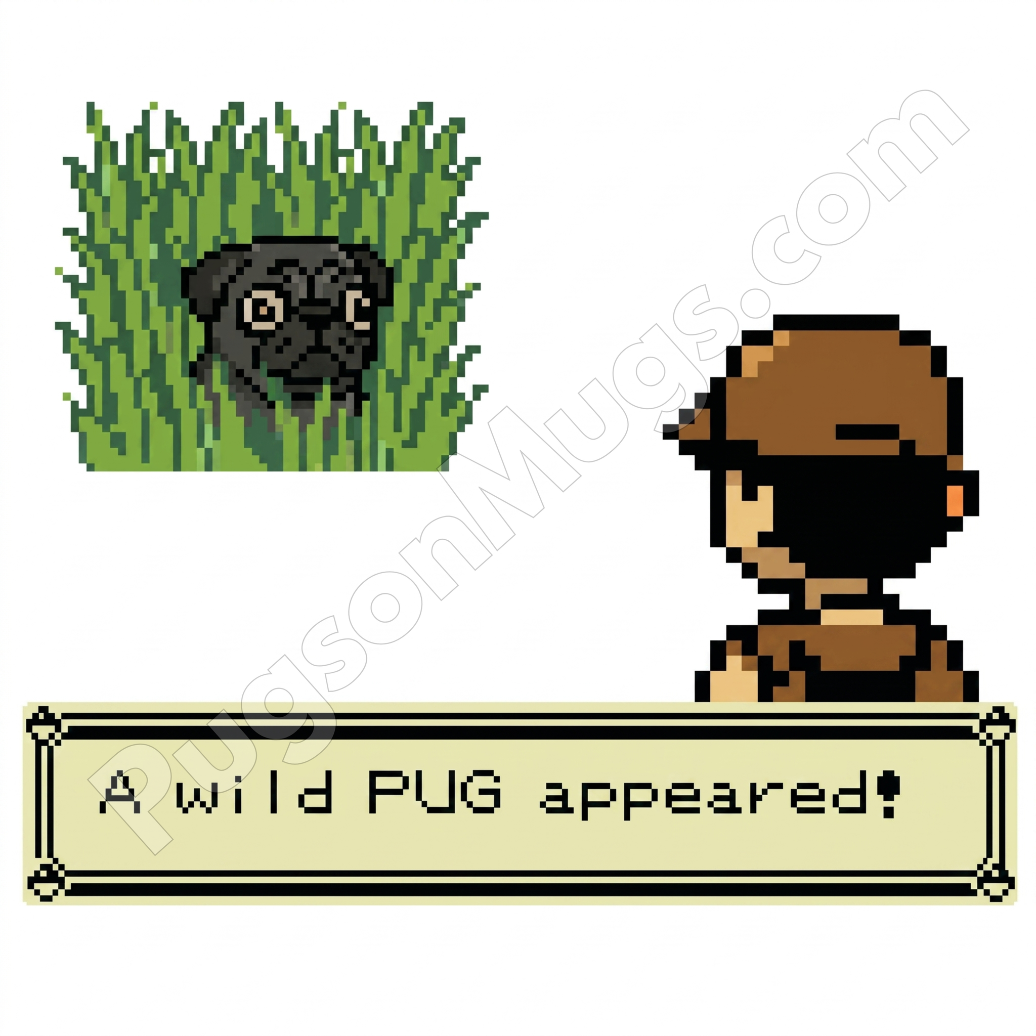"A Wild PUG Appeared!" – Retro 8-Bit Gamer Mug