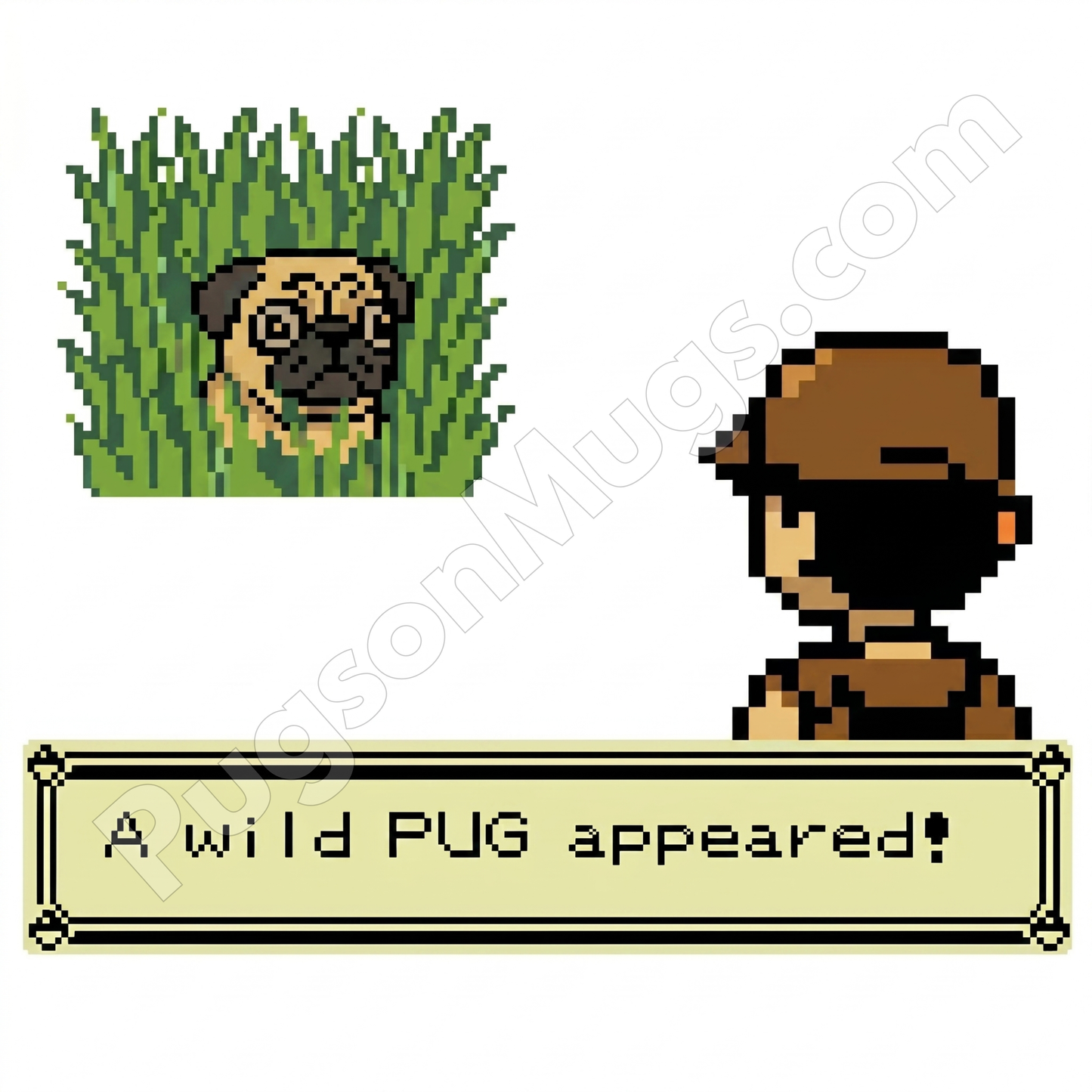 "A Wild PUG Appeared!" – Retro 8-Bit Gamer Mug
