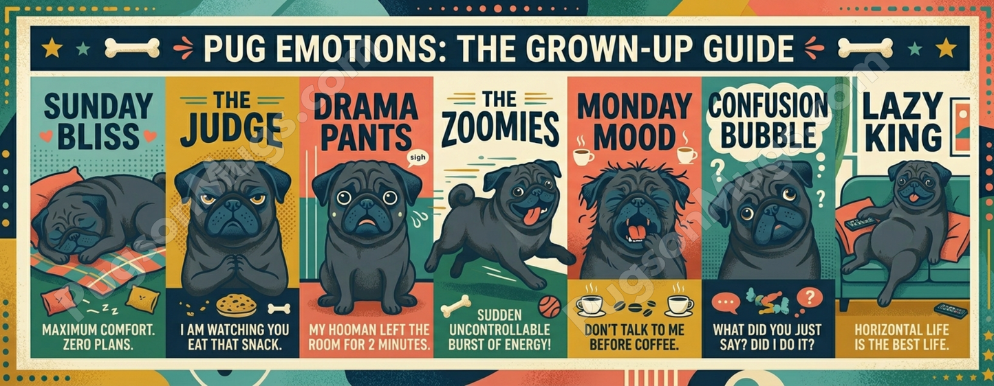 Pug Emotions: The Grown-Up Guide | Infographic Ceramic Coffee Mug