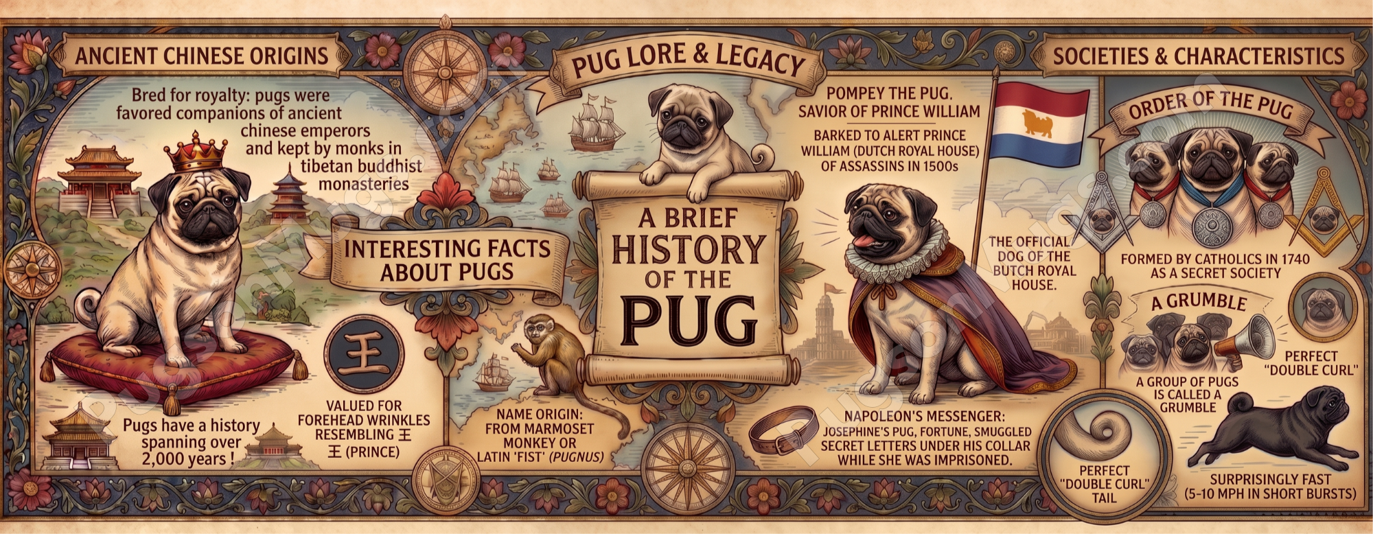 Pug Lore & Legacy | Vintage Infographic Heritage Mug