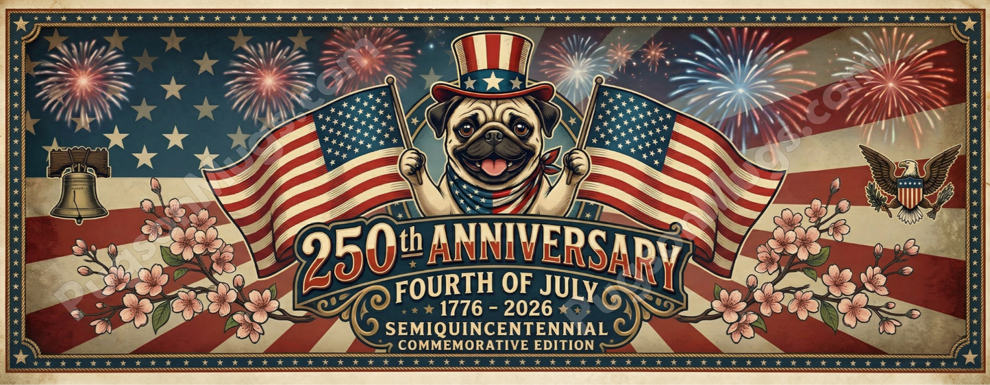 Limited Edition: "The Grand Celebration" 250th Anniversary Patriotic Pug Mug