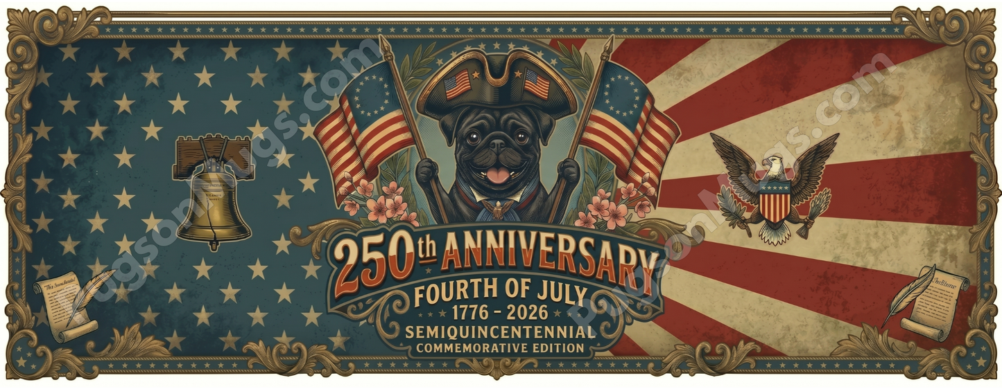 Limited Edition: 1776–2026 Semiquincentennial Revolutionary Series, Patriotic Pug Mug