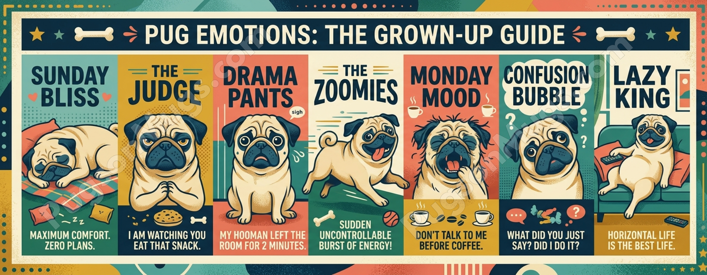 Pug Emotions: The Grown-Up Guide | Infographic Ceramic Coffee Mug